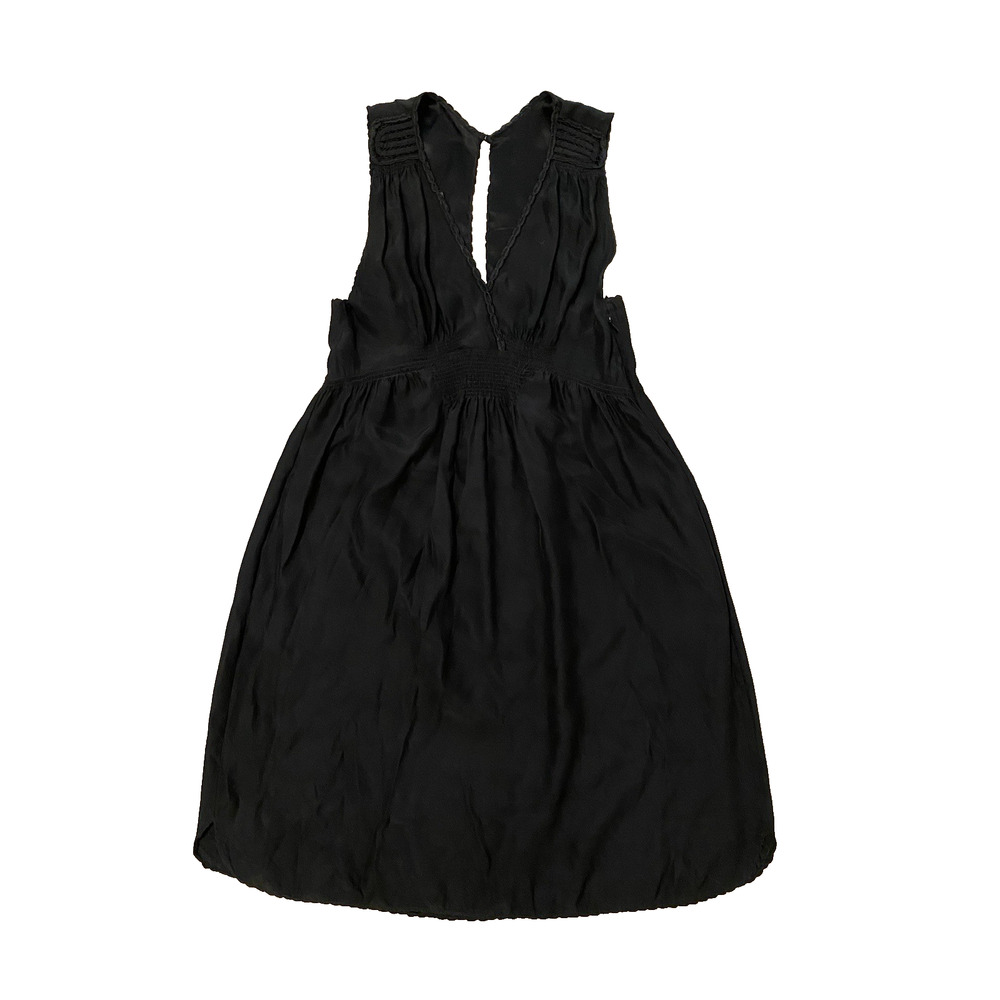 Isabel Marant Womens Silk V Neck Sleeveless A Line Dress Black M Luxury Designer